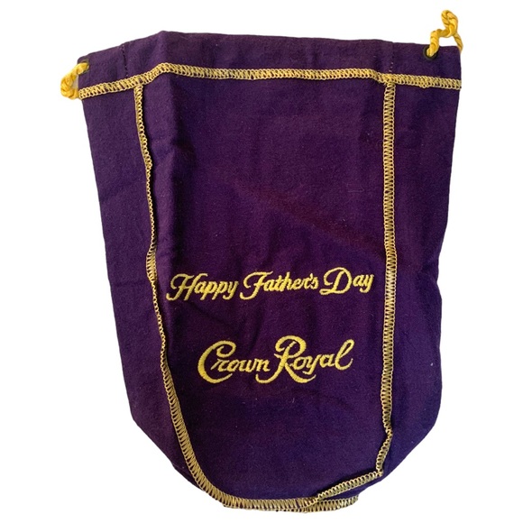 Crown Royal Happy Fathers Day Purple Fabric Drawstring Bag Collectible Gold - Picture 3 of 3